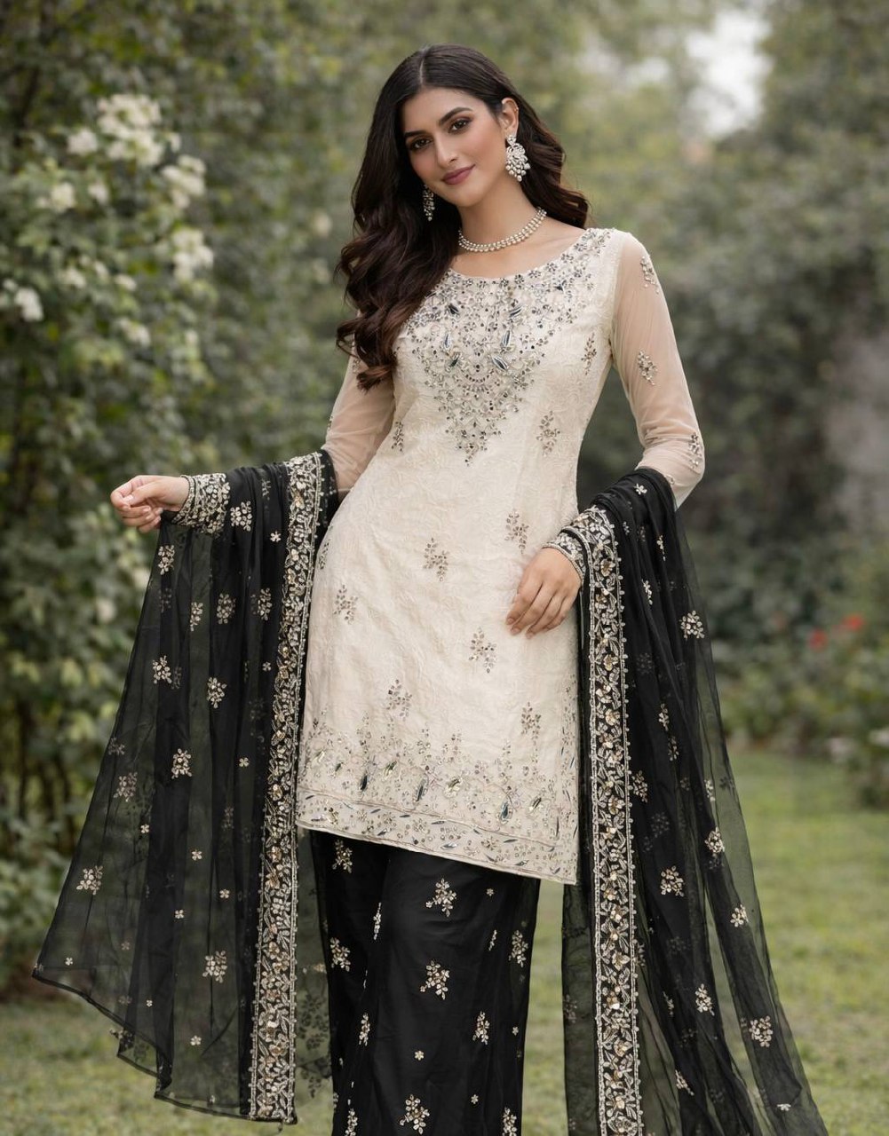 Regal Pearl & Burgundy Palazzo Couture
